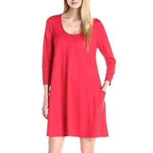 Sharango Trapeze Stretch Round Neck Dress Red 12 NWT